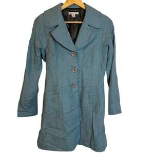 Pendleton Women’s Longline Virgin Wool Light Blue Pea Coat Single Breasted SZ 4
